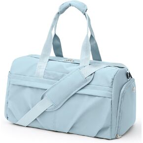 Gym Bag for Women Men with Shoe Compartment, Sport Duffel Bag, Waterproof Travel Weekender Overnight Carry on Bag for Yoga with Trolley Sleeve, Black