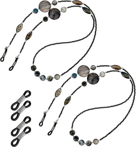 TOODOO 2 Pieces Glasses Chain for Women Beaded Eyeglass Straps Lanyards Sunglasses Holder Chain with 4 Pieces Silicone Loop (Color Set 1) in Saudi Arabia