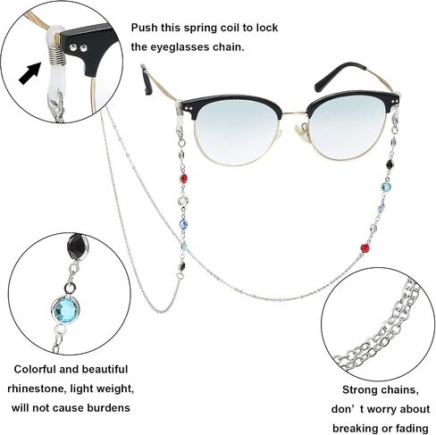 Frienda 6 Pieces Eyeglass Chains Elegant Eyewear Retainer Beaded Eyeglass Strap Holder in Kuwait