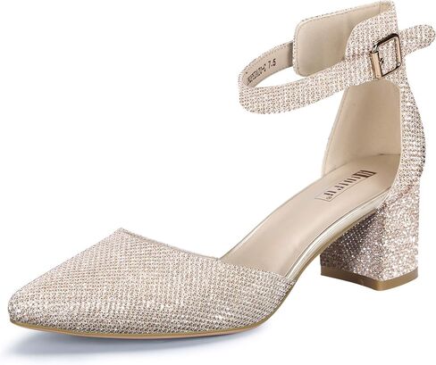IDIFU Women's IN2 Dress Shoes Low Block Heels | Comfortable Chunky Closed Toe Heel Dressy Ankle Strap Wedding Pumps in Saudi Arabia