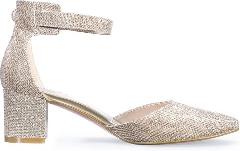 IDIFU Women's IN2 Dress Shoes Low Block Heels | Comfortable Chunky Closed Toe Heel Dressy Ankle Strap Wedding Pumps in Saudi Arabia