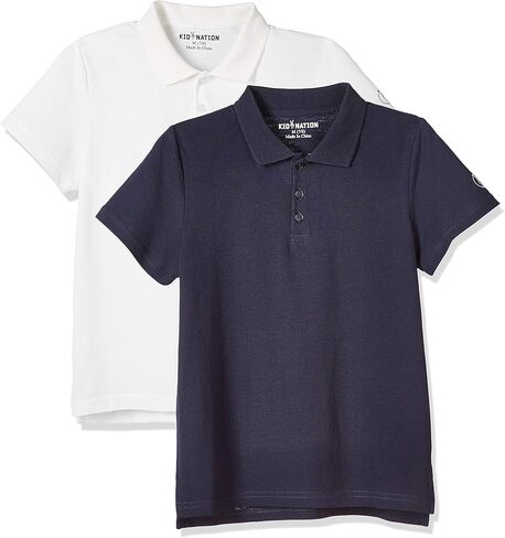 Kid Nation Boy's Short Sleeve Pique Polo Kids School Uniform Collared Shirt Performance Polo for Boys and Girls 4-12 Years in Kuwait