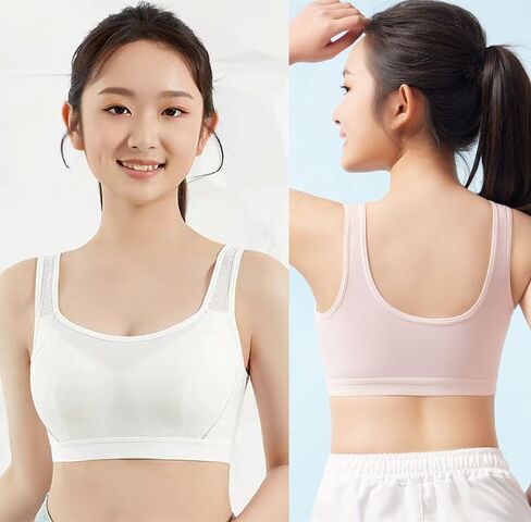 حمالة صدر رياضية للفتيات المراهقات بدون خياطة مصنوعة من القطن بظهر متسابق للجري in Kuwait