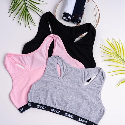 LOREZA ® 5 Girls Cotton Bras Training Cross Back Sports Bra 10-15 Years in Saudi Arabia