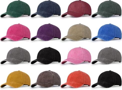 Kids Washed Cotton Baseball Cap Plain Low Profile Denim Toddler Baseball Hat for Boys Girls Summer Beach Sun Protection in Saudi Arabia