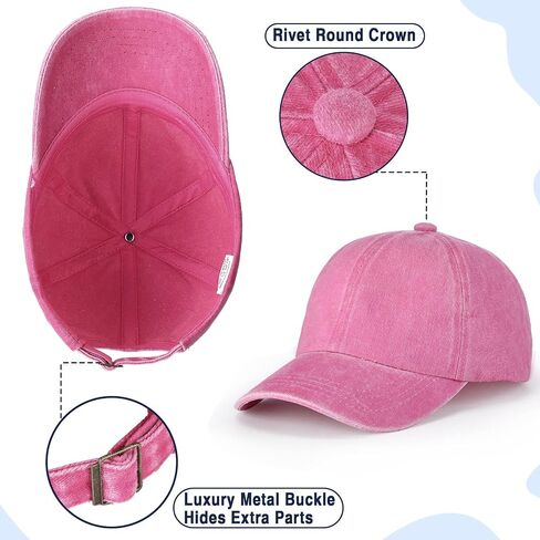 Kids Washed Cotton Baseball Cap Plain Low Profile Denim Toddler Baseball Hat for Boys Girls Summer Beach Sun Protection in Saudi Arabia