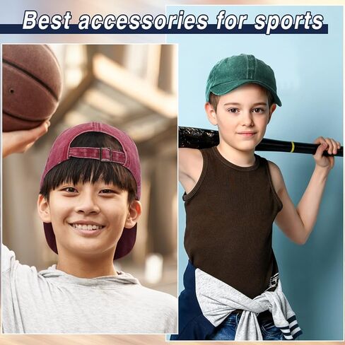 Kids Washed Cotton Baseball Cap Plain Low Profile Denim Toddler Baseball Hat for Boys Girls Summer Beach Sun Protection in Saudi Arabia