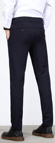 Plaid&Plain Men's 4-Way Flex Stretch Slim Fit Dress Pants in Kuwait
