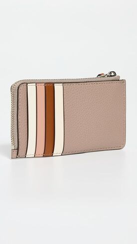 حافظة بطاقات بسحاب علوي مرصوف بالحصى من Tory Burch للسيدات، مالك الحزين الرمادي، أسمر ضارب للصفرة، مقاس واحد in Saudi Arabia