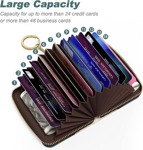 حامل بطاقات الائتمان Nipichsha، محفظة صغيرة لبطاقات RFID للنساء، محفظة جلدية رفيعة لحمل البطاقات، منظم محفظة بطاقات الائتمان، حافظة بطاقات عمل للجيب مع سحاب وسلسلة مفاتيح (فن تجريدي بسيط) in Kuwait