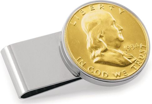 Gold-Layered Silver Franklin Half Dollar Stainless Steel Coin Money Clip in Saudi Arabia