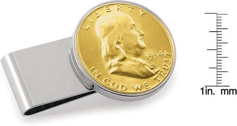Gold-Layered Silver Franklin Half Dollar Stainless Steel Coin Money Clip in Saudi Arabia