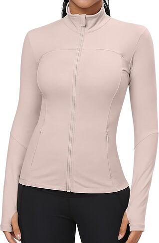 GYM RAINBOW Workout Jackets for Women, Full Zip Slim Fit Lightweight Athletic Running Sports Track Jacket with Pockets in Kuwait