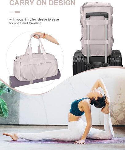 حقيبة رياضية للنساء والرجال مع حجرة للأحذية، حقيبة رياضية من القماش الخشن، مقاومة للماء للسفر في عطلة نهاية الأسبوع طوال الليل لليوجا مع أكمام بعجلات، أسود in Kuwait