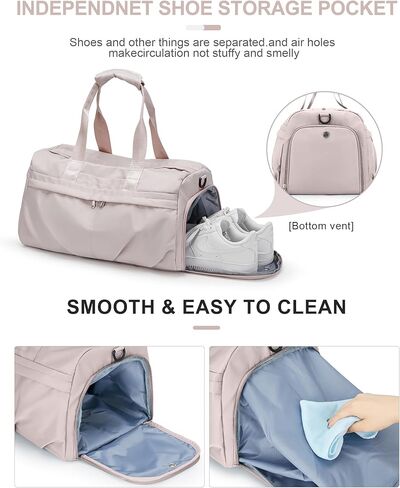 حقيبة رياضية للنساء والرجال مع حجرة للأحذية، حقيبة رياضية من القماش الخشن، مقاومة للماء للسفر في عطلة نهاية الأسبوع طوال الليل لليوجا مع أكمام بعجلات، أسود in Kuwait