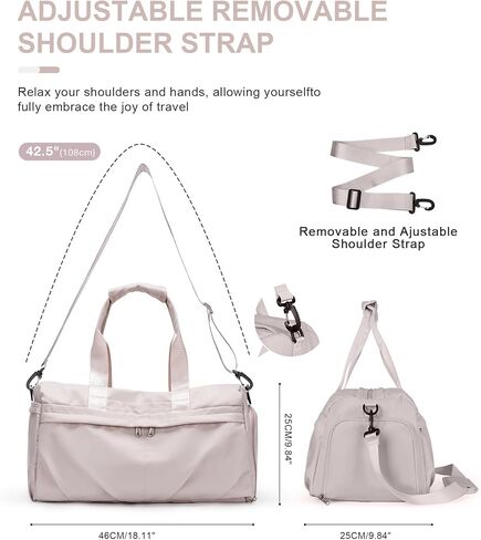 حقيبة رياضية للنساء والرجال مع حجرة للأحذية، حقيبة رياضية من القماش الخشن، مقاومة للماء للسفر في عطلة نهاية الأسبوع طوال الليل لليوجا مع أكمام بعجلات، أسود in Kuwait