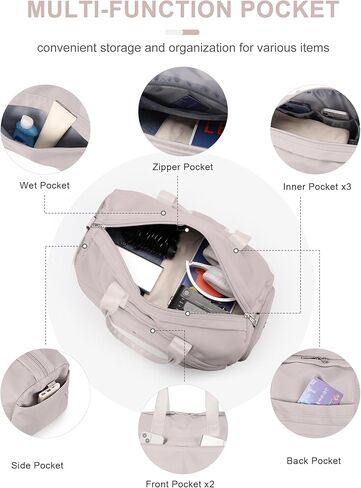 حقيبة رياضية للنساء والرجال مع حجرة للأحذية، حقيبة رياضية من القماش الخشن، مقاومة للماء للسفر في عطلة نهاية الأسبوع طوال الليل لليوجا مع أكمام بعجلات، أسود in Kuwait