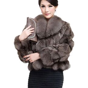 معطف فرو الثعلب الأصلي للسيدات من Fur Story، جاكيت فرو سميك دافئ، معطف شتوي in Kuwait
