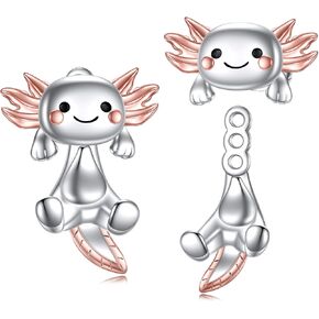 VONALA Cat Dog Hippo Fox Axolotl Stud Earrings for Women 925 Sterling Silver Axolotl Black Cat Frog Penguin Jewelry Hypoallergenic Hippo French Bulldog Bunny Gifts Christmas Birthday in Kuwait