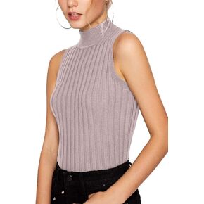 Nicetage Women's Sleeveless Slim Fit Mock Turtleneck Knit Pullover Sweater Stretch Basic T Shirt Tank Tops in Saudi Arabia