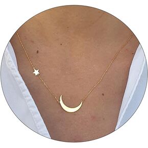 ASCOMY Dainty Gold Pendant Necklace 14k Gold Plated Delicate Tiny Love Heart Star CZ Leaf Pendant Necklace Simple Necklaces Everyday Jewelry for Women in Kuwait