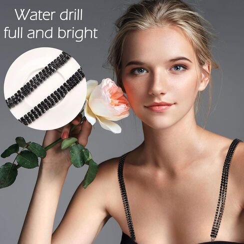 2 Pairs Rhinestone Bra Strap Adjustable Rhinestone Bra Invisible Shoulder Strap Anti-Skid Bra Belt for Bra Tops in Saudi Arabia