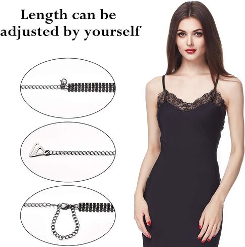 2 Pairs Rhinestone Bra Strap Adjustable Rhinestone Bra Invisible Shoulder Strap Anti-Skid Bra Belt for Bra Tops in Saudi Arabia