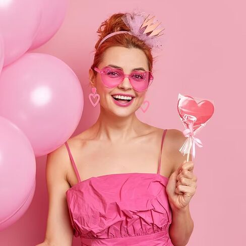 Pink Heart Earrings for Girls Big Heart Hoop Dangle Earrings Pink Earrings Valentine's Day Gifts for Women in Kuwait