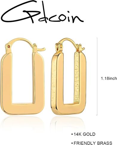 GDCOIN أقراط حلقية مكتنزة ذهبية للنساء 14 قيراط مطلية بالذهب S925 أقراط هوجي هوب، أقراط مكتنزة مصقولة بالذهب هدية مجوهرات رقيقة وبسيطة لا تسبب الحساسية للنساء والفتيات in Kuwait