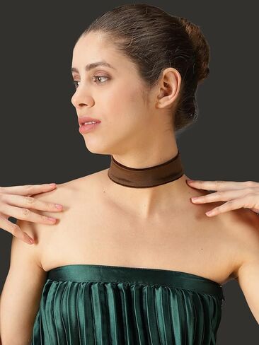 STACKABLE CREATIONS Wide Velvet Thick Black Choker Necklace for Women Girls, 90s Ribbon Neck Collar in Kuwait
