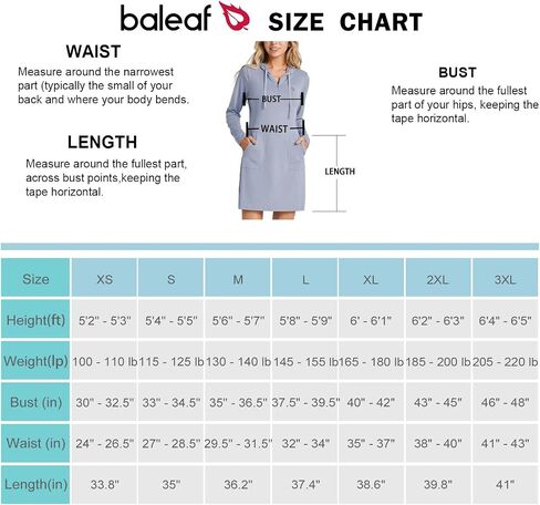 فستان نسائي من BALEAF بأكمام طويلة وسحاب للشاطئ بعامل حماية من أشعة الشمس 50+ وغطاء للرأس للحماية من الشمس مع جيوب in Kuwait