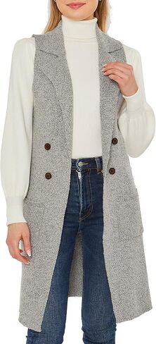Love Tree Women's Sleeveless Long Sweater Vest Open Front Knit Cardigan Waistcoat in Kuwait