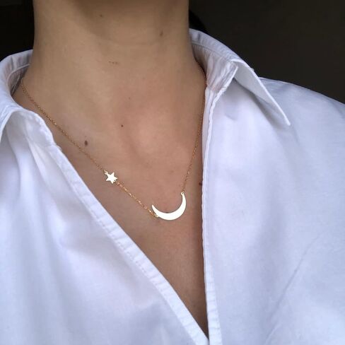 ascomy لذيذ الذهب قلادة قلادة 14 كيلو مطلية بالذهب حساسة صغيرة الحب القلب ستار تشيكوسلوفاكيا ليف قلادة قلادة القلائد البسيطة المجوهرات اليومية للنساء in Kuwait