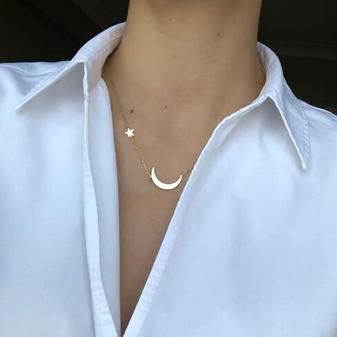 ascomy لذيذ الذهب قلادة قلادة 14 كيلو مطلية بالذهب حساسة صغيرة الحب القلب ستار تشيكوسلوفاكيا ليف قلادة قلادة القلائد البسيطة المجوهرات اليومية للنساء in Kuwait