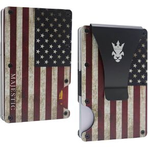 Vintage American Flag - Slim Wallet - RFID Blocking - Front Pocket - Card Holder - Slim Moey Clip in Saudi Arabia
