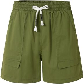 Vcansion Women's Casual Elastic Waist Relaxed Fit Cotton Comfy Shorts with Pockets