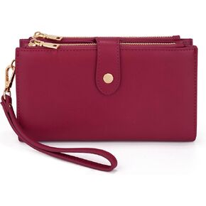 UTO Wallets for Women Wristlet RFID Large Capacity PU Leather Clutch Card Holder Organizer Ladies Purse Strap 459 Dark Blue