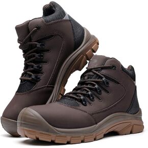 DRKA Men's Steel Toe Work Boots Water Resistant Safety Shoes