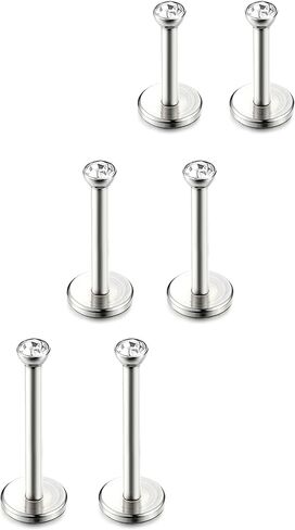 ORAZIO 18G 6-10MM Stainless Steel Lip Rings Nose Studs Piercing Internally Threaded in Saudi Arabia