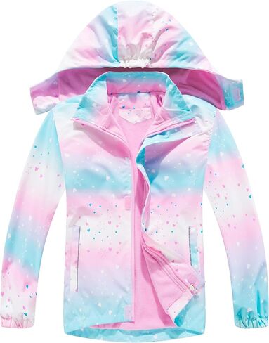 M2C Girls Outdoor Floral Fleece Lined Light Windproof Jacket with Hood in Saudi Arabia