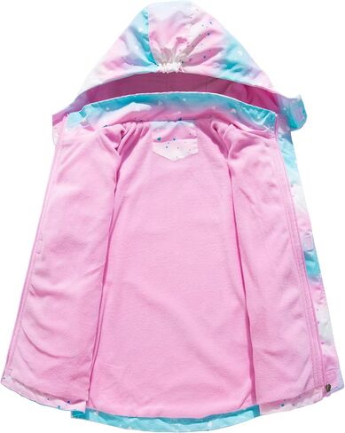 M2C Girls Outdoor Floral Fleece Lined Light Windproof Jacket with Hood in Saudi Arabia