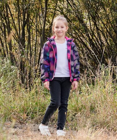 M2C Girls Outdoor Floral Fleece Lined Light Windproof Jacket with Hood in Saudi Arabia