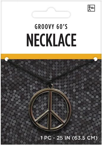 amscan Peace Sign Necklace, Black/Silver in Saudi Arabia