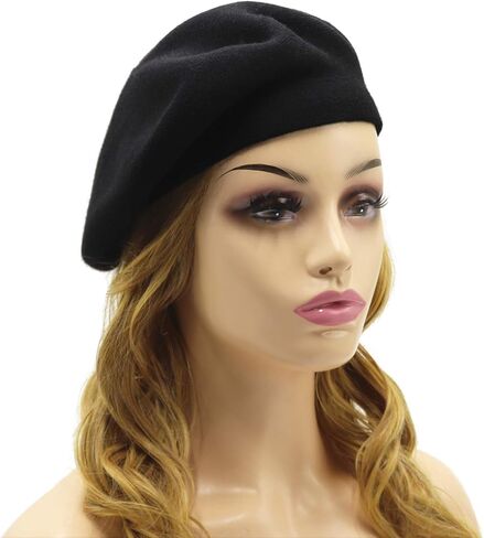 Wheebo French Beret Hat,Reversible Solid Color Cashmere Beret Cap for Womens Girls Lady Adults in Kuwait