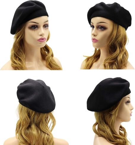 Wheebo French Beret Hat,Reversible Solid Color Cashmere Beret Cap for Womens Girls Lady Adults in Kuwait