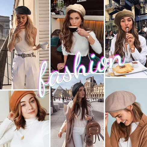 Women Wool Beret Hat French Style Winter Warm Solid Color Classic Knit Beret Cap in Kuwait