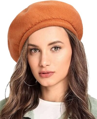 Women Wool Beret Hat French Style Winter Warm Solid Color Classic Knit Beret Cap in Kuwait
