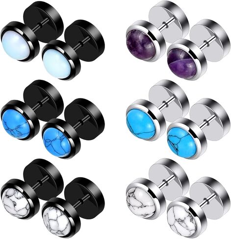 Longbeauty الخشب والحجر وهمية اللحم الأذن الأنفاق المتوسع المقابس نقالة 00G-0G في 6/9 زوج مجموعة in Kuwait