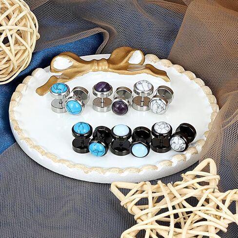 Longbeauty الخشب والحجر وهمية اللحم الأذن الأنفاق المتوسع المقابس نقالة 00G-0G في 6/9 زوج مجموعة in Kuwait