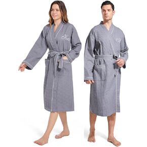 CONOMAX 2Pcs Couples Dressing Gown Waffle Robe Sets Cotton Bathrobe for Hotel Spa Party Kimono robe in Saudi Arabia